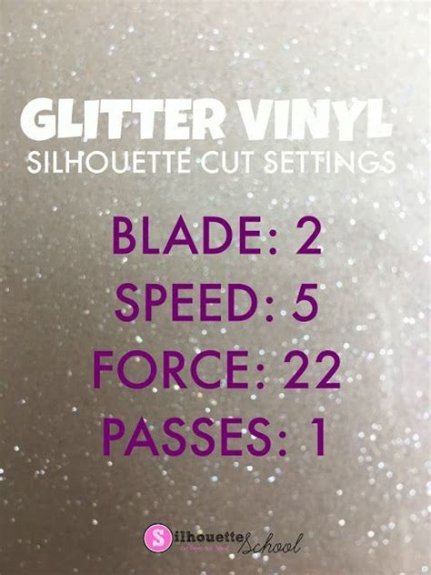 settings for glitter vinyl silhouette
